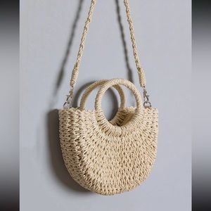 Mini Minimalist Straw Bag - Beige